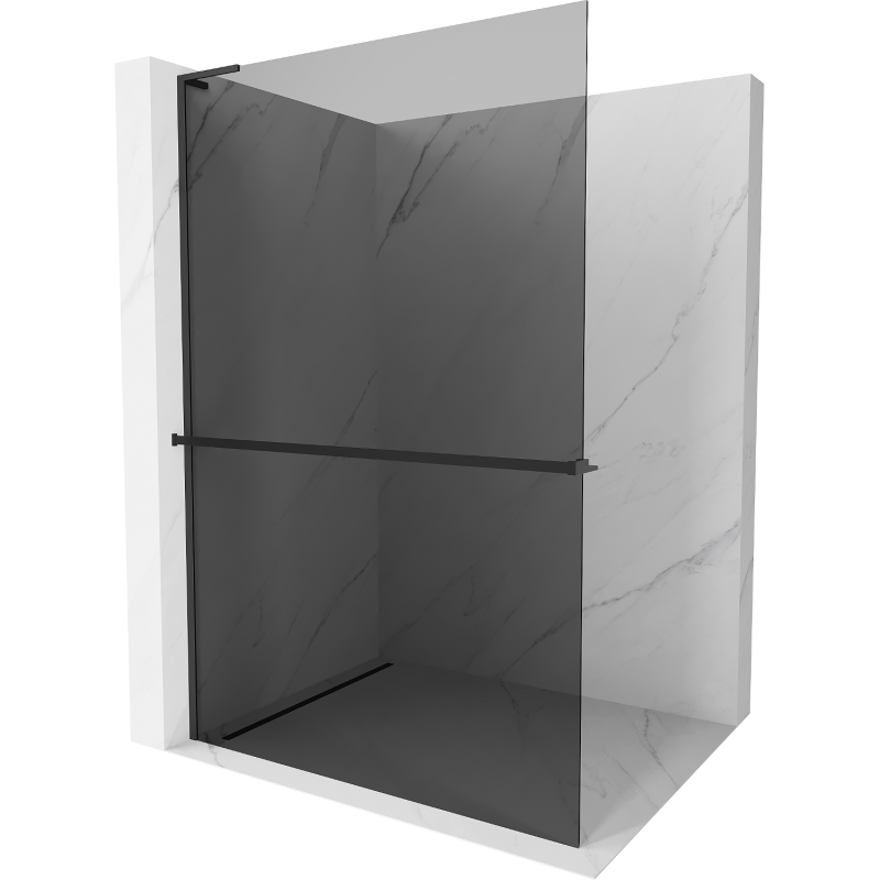 Mexen Kioto+ L ścianka prysznicowa z półką Walk-in 80 x 200 cm, grafit, czarna - 800-080-123-70-40
