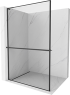 Mexen Kioto+ L ścianka prysznicowa z półką Walk-in 80 x 200 cm, czarna ramka, czarna - 800-080-123-70-70