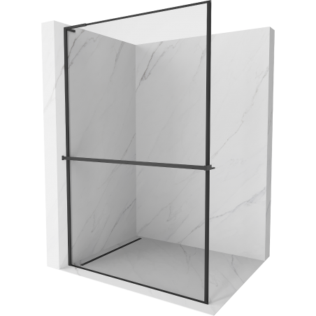 Mexen Kioto+ L ścianka prysznicowa z półką Walk-in 70 x 200 cm, czarna ramka, czarna - 800-070-123-70-70