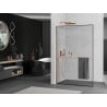 Mexen Kioto+ L ścianka prysznicowa z półką Walk-in 50 x 200 cm, czarna ramka, miedź szczotkowana - 800-050-123-65-70