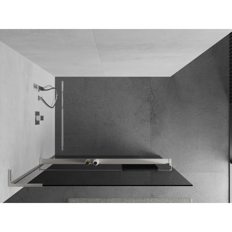 Mexen Kioto+ L ścianka prysznicowa z półką Walk-in 70 x 200 cm, grafit, nikiel szczotkowany - 800-070-123-97-40