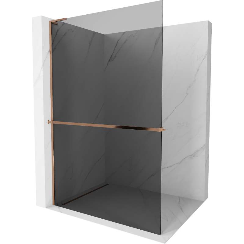 Mexen Kioto+ L ścianka prysznicowa z półką Walk-in 70 x 200 cm, grafit, różowe złoto - 800-070-123-60-40
