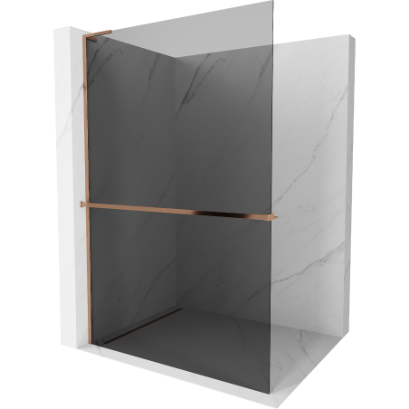Mexen Kioto+ L ścianka prysznicowa z półką Walk-in 90 x 200 cm, grafit, różowe złoto - 800-090-123-60-40