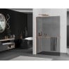 Mexen Kioto+ L ścianka prysznicowa z półką Walk-in 100 x 200 cm, grafit, różowe złoto - 800-100-123-60-40