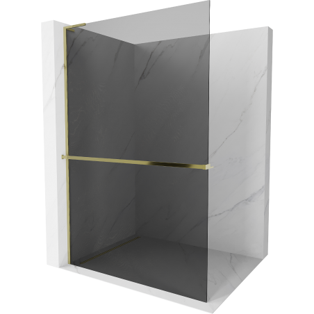 Mexen Kioto+ L ścianka prysznicowa z półką Walk-in 80 x 200 cm, grafit, złota - 800-080-123-50-40