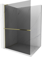 Mexen Kioto+ L ścianka prysznicowa z półką Walk-in 90 x 200 cm, grafit, złota - 800-090-123-50-40
