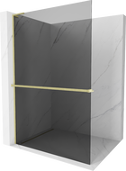 Mexen Kioto+ L ścianka prysznicowa z półką Walk-in 70 x 200 cm, grafit, złota szczotkowana - 800-070-123-55-40