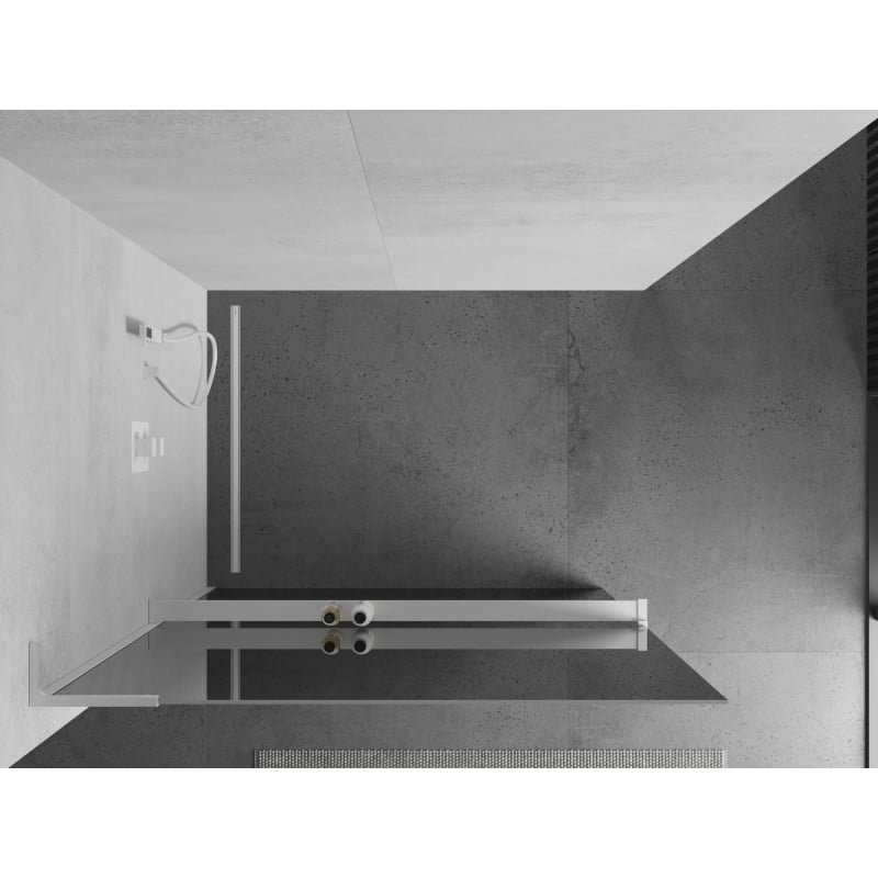 Mexen Kioto+ L ścianka prysznicowa z półką Walk-in 80 x 200 cm, lustro, biała - 800-080-123-20-50