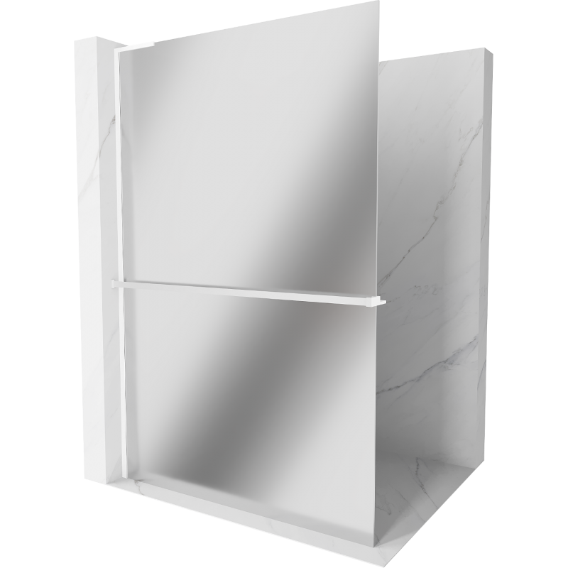 Mexen Kioto+ L ścianka prysznicowa z półką Walk-in 80 x 200 cm, lustro, biała - 800-080-123-20-50