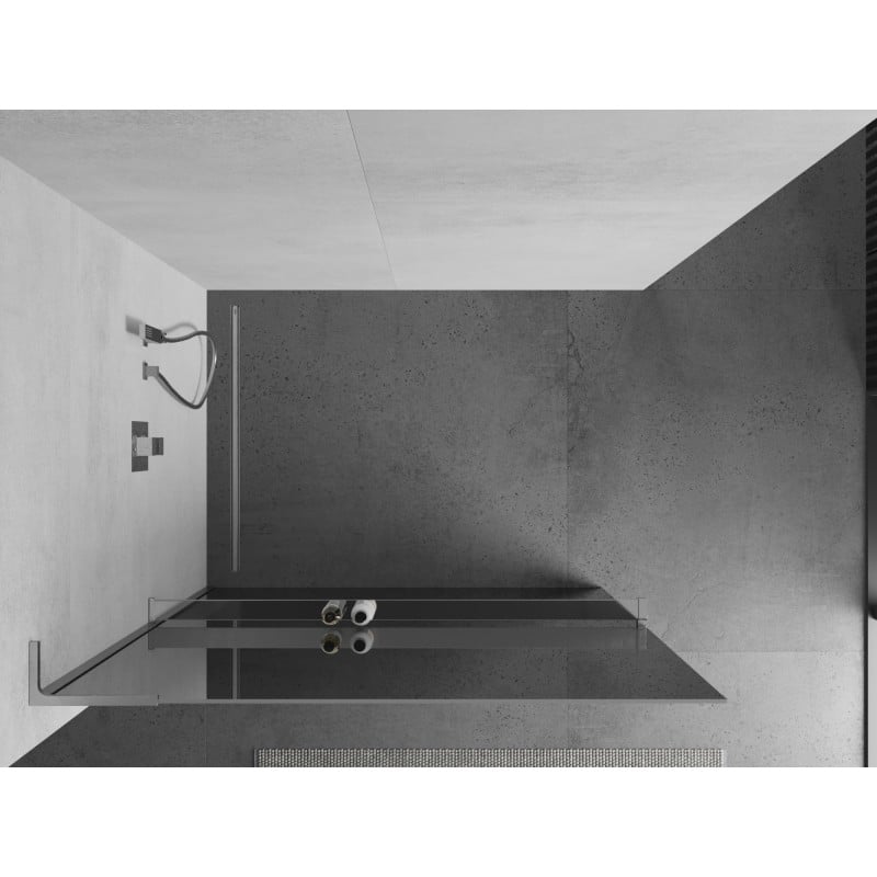 Mexen Kioto+ L ścianka prysznicowa z półką Walk-in 70 x 200 cm, lustro, chrom - 800-070-123-01-50