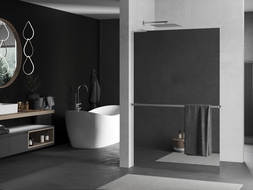 Mexen Kioto+ L ścianka prysznicowa z półką Walk-in 90 x 200 cm, lustro, chrom - 800-090-123-01-50
