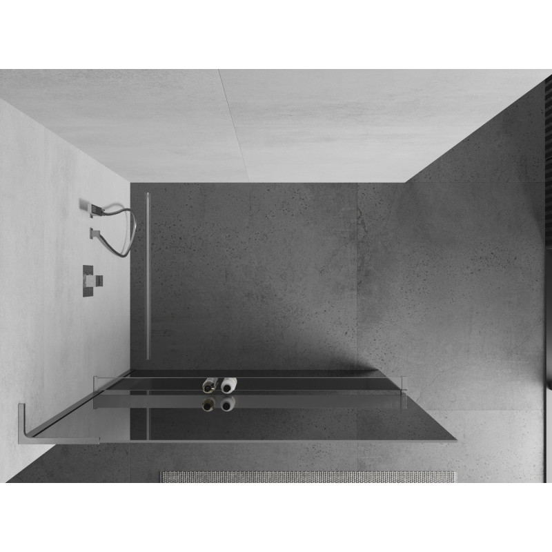 Mexen Kioto+ L ścianka prysznicowa z półką Walk-in 120 x 200 cm, lustro, chrom - 800-120-123-01-50