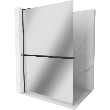 Mexen Kioto+ L ścianka prysznicowa z półką Walk-in 70 x 200 cm, lustro, czarna - 800-070-123-70-50