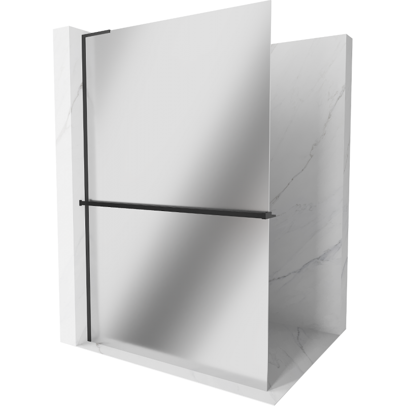 Mexen Kioto+ L ścianka prysznicowa z półką Walk-in 90 x 200 cm, lustro, czarna - 800-090-123-70-50