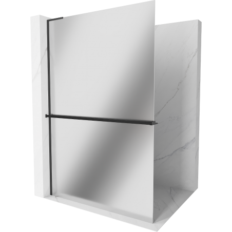 Mexen Kioto+ L ścianka prysznicowa z półką Walk-in 90 x 200 cm, lustro, czarna - 800-090-123-70-50