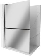 Mexen Kioto+ L ścianka prysznicowa z półką Walk-in 110 x 200 cm, lustro, czarna - 800-110-123-70-50