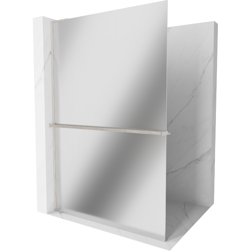 Mexen Kioto+ L ścianka prysznicowa z półką Walk-in 80 x 200 cm, lustro, nikiel szczotkowany - 800-080-123-97-50
