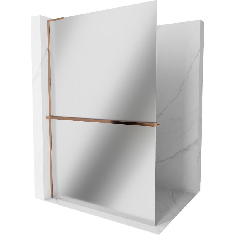 Mexen Kioto+ L ścianka prysznicowa z półką Walk-in 120 x 200 cm, lustro, różowe złoto - 800-120-123-60-50