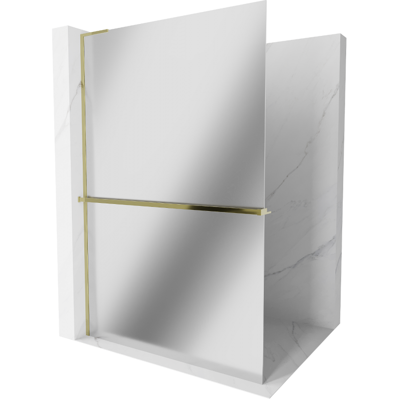 Mexen Kioto+ L ścianka prysznicowa z półką Walk-in 70 x 200 cm, lustro, złota - 800-070-123-50-50