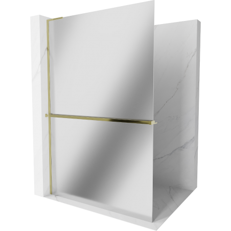 Mexen Kioto+ L ścianka prysznicowa z półką Walk-in 70 x 200 cm, lustro, złota - 800-070-123-50-50