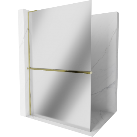 Mexen Kioto+ L ścianka prysznicowa z półką Walk-in 100 x 200 cm, lustro, złota - 800-100-123-50-50