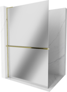 Mexen Kioto+ L ścianka prysznicowa z półką Walk-in 120 x 200 cm, lustro, złota - 800-120-123-50-50
