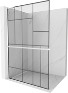 Mexen Kioto+ L ścianka prysznicowa z półką Walk-in 80 x 200 cm, czarny wzór, biała - 800-080-123-20-78