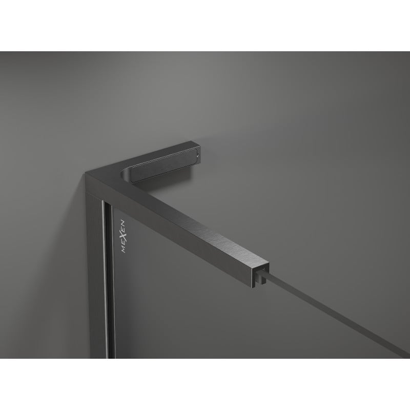 Mexen Kioto+ L ścianka prysznicowa z półką Walk-in 70 x 200 cm, czarny wzór, gun gray szczotkowany - 800-070-123-66-78