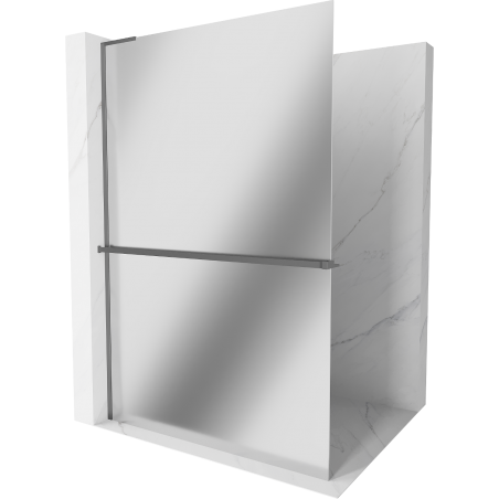 Mexen Kioto+ L ścianka prysznicowa z półką Walk-in 100 x 200 cm, lustro, gun metal - 800-100-123-95-50