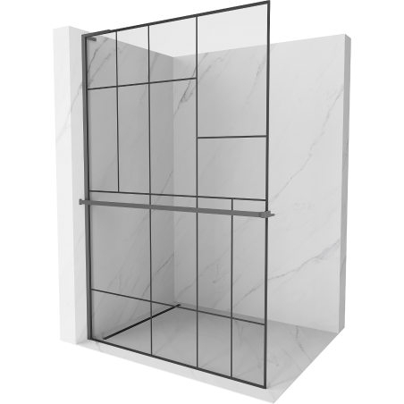 Mexen Kioto+ L ścianka prysznicowa z półką Walk-in 70 x 200 cm, czarny wzór, gun metal - 800-070-123-95-78