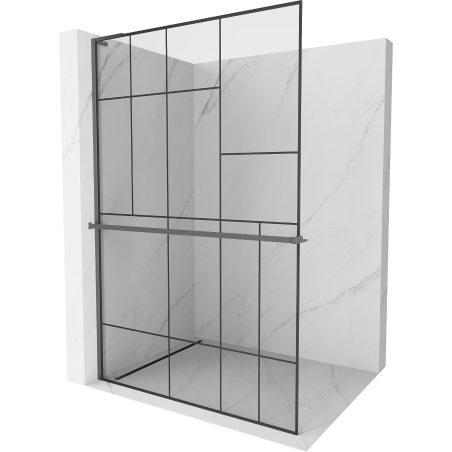Mexen Kioto+ L ścianka prysznicowa z półką Walk-in 80 x 200 cm, czarny wzór, gun metal - 800-080-123-95-78