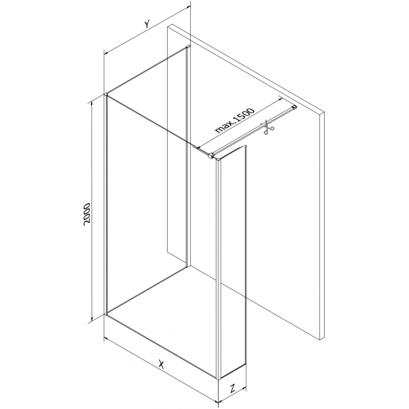 Mexen Kioto ścianka prysznicowa Walk-in 100 x 90 x 30 cm, transparent, miedź szczotkowana - 800-100-090-221-65-00-030