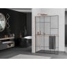 Mexen Kioto+ L ścianka prysznicowa z półką Walk-in 120 x 200 cm, czarny wzór, różowe złoto - 800-120-123-60-78