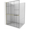 Mexen Kioto+ L ścianka prysznicowa z półką Walk-in 80 x 200 cm, czarny wzór, złota - 800-080-123-50-78