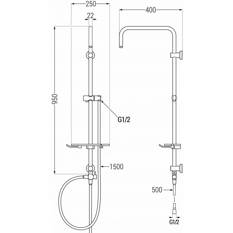 Mexen T kolumna prysznicowa, biała - 7939399-20