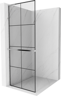 Mexen Kioto+ L ścianka prysznicowa z półką Walk-in 70 x 200 cm, czarna kratka, chrom - 800-070-123-01-77