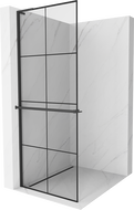 Mexen Kioto+ L ścianka prysznicowa z półką Walk-in 70 x 200 cm, czarna kratka, czarna - 800-070-123-70-77