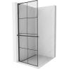 Mexen Kioto+ L ścianka prysznicowa z półką Walk-in 80 x 200 cm, czarna kratka, czarna - 800-080-123-70-77