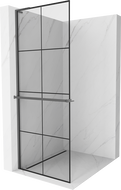 Mexen Kioto+ L ścianka prysznicowa z półką Walk-in 70 x 200 cm, czarna kratka, gun metal - 800-070-123-95-77