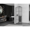 Mexen Kioto+ L ścianka prysznicowa z półką Walk-in 80 x 200 cm, czarna kratka, gun metal - 800-080-123-95-77
