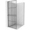 Mexen Kioto+ L ścianka prysznicowa z półką Walk-in 80 x 200 cm, czarna kratka, gun metal - 800-080-123-95-77