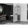 Mexen Kioto+ L ścianka prysznicowa z półką Walk-in 90 x 200 cm, czarna kratka, gun metal - 800-090-123-95-77