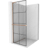 Mexen Kioto+ L ścianka prysznicowa z półką Walk-in 70 x 200 cm, czarna kratka, miedź szczotkowana - 800-070-123-65-77