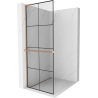 Mexen Kioto+ L ścianka prysznicowa z półką Walk-in 80 x 200 cm, czarna kratka, miedź szczotkowana - 800-080-123-65-77