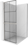 Mexen Kioto+ L ścianka prysznicowa z półką Walk-in 80 x 200 cm, czarna kratka, nikiel szczotkowany - 800-080-123-97-77
