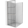 Mexen Kioto+ L ścianka prysznicowa z półką Walk-in 90 x 200 cm, czarna kratka, nikiel szczotkowany - 800-090-123-97-77