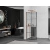 Mexen Kioto+ L ścianka prysznicowa z półką Walk-in 90 x 200 cm, czarna kratka, różowe złoto - 800-090-123-60-77