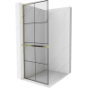 Mexen Kioto+ L ścianka prysznicowa z półką Walk-in 80 x 200 cm, czarna kratka, złota - 800-080-123-50-77