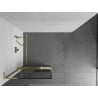 Mexen Kioto+ L ścianka prysznicowa z półką Walk-in 70 x 200 cm, czarna kratka, złota szczotkowana - 800-070-123-55-77