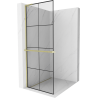Mexen Kioto+ L ścianka prysznicowa z półką Walk-in 70 x 200 cm, czarna kratka, złota szczotkowana - 800-070-123-55-77
